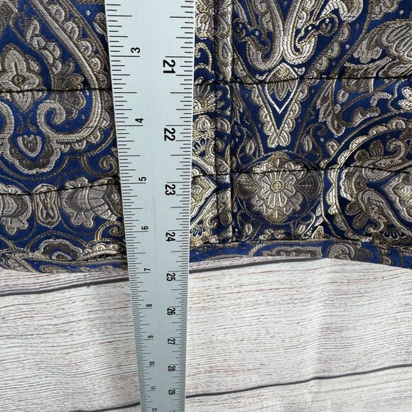 Chico's Quilt Lined Tapestry Jacket Womens Size 3/16/XL Blue/Metallic Open Front - Picture 12 of 14